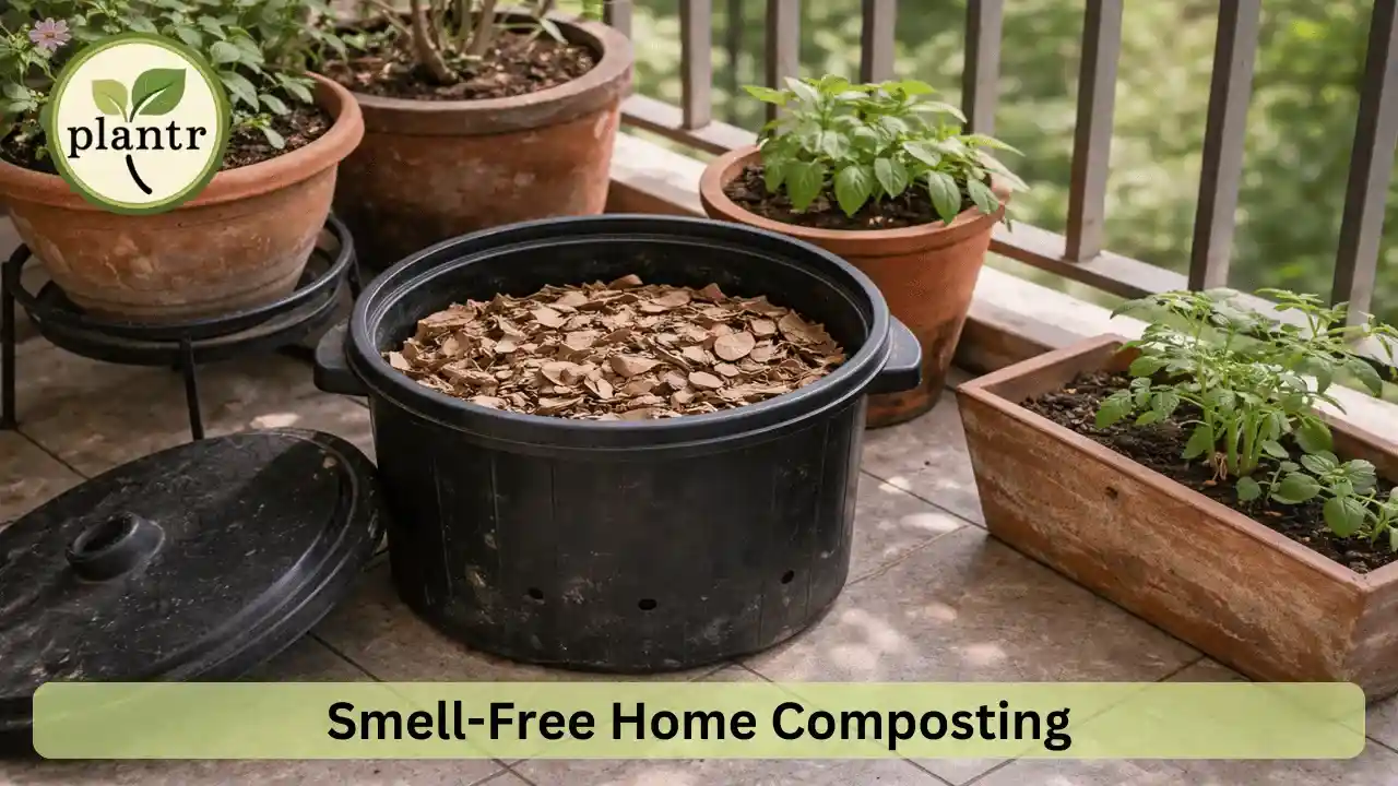 Odor-free composting at home using proper dry and wet waste balance