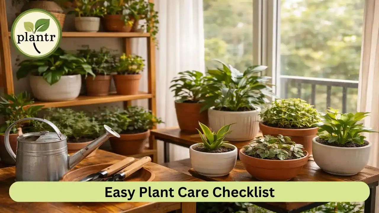 Indoor plant setup representing beginner plant care schedule and home gardening routine