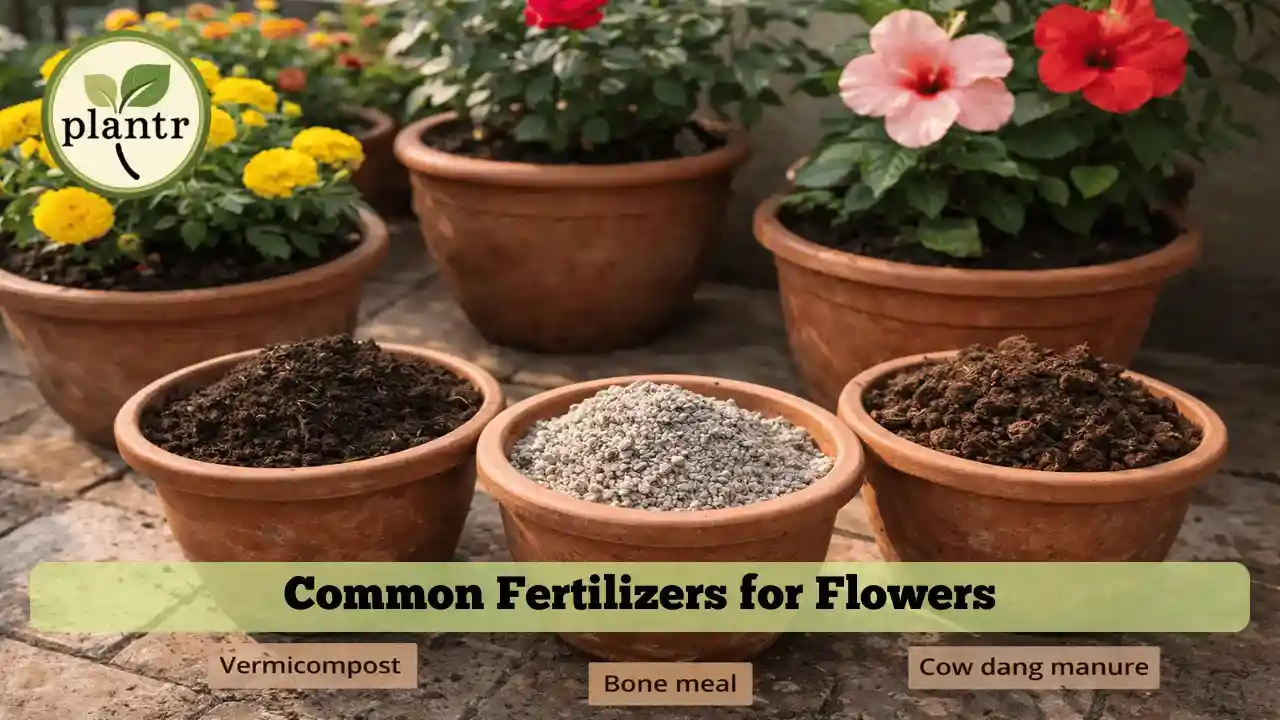Organic fertilizers for flowering plants used in pots and home gardens