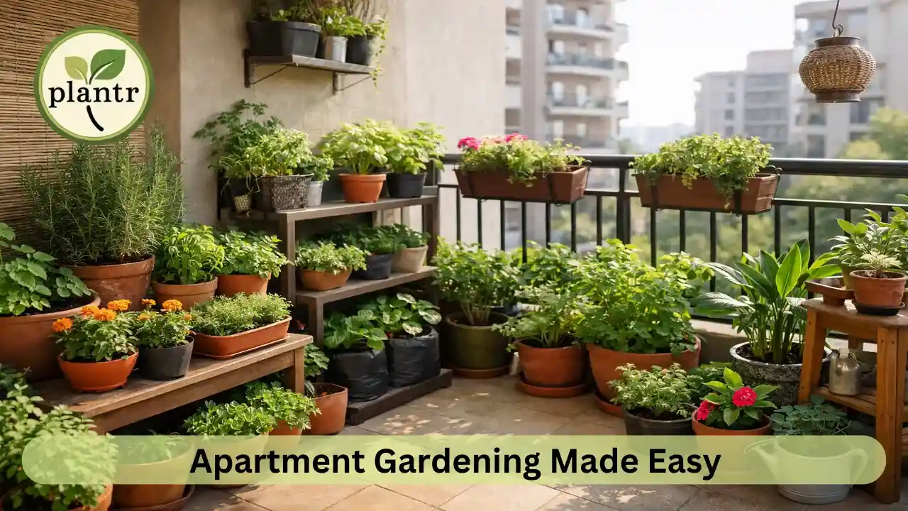 Small space gardening ideas for apartments using balcony plants and container gardening setup