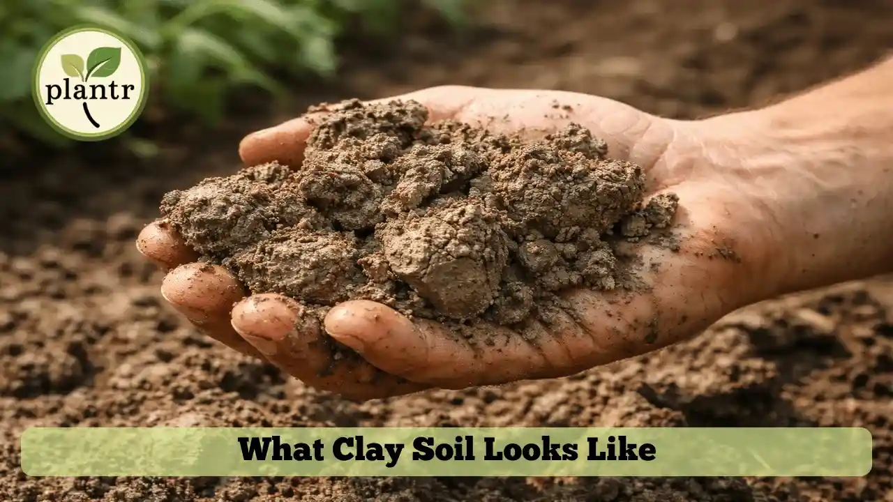heavy clay soil texture in garden showing compact sticky soil in gardener hand