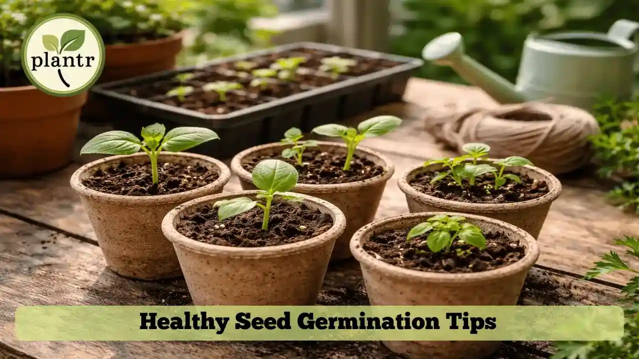 young vegetable seedlings growing in pots after successful seed germination